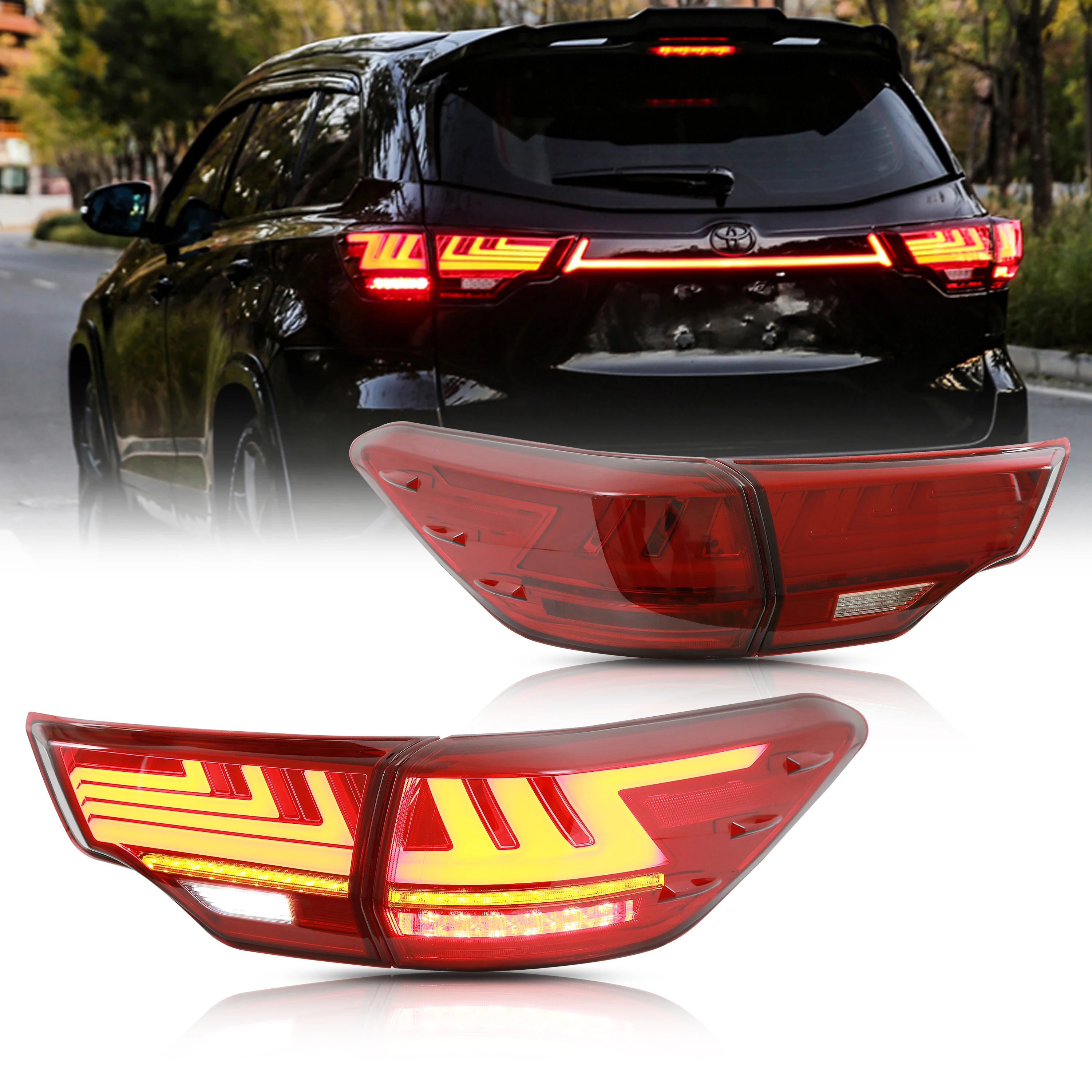 

LED Tail Lights for Toyota Highlander 2014-2018 Start up Animation Sequential Indicator Rear Lamps Assembly