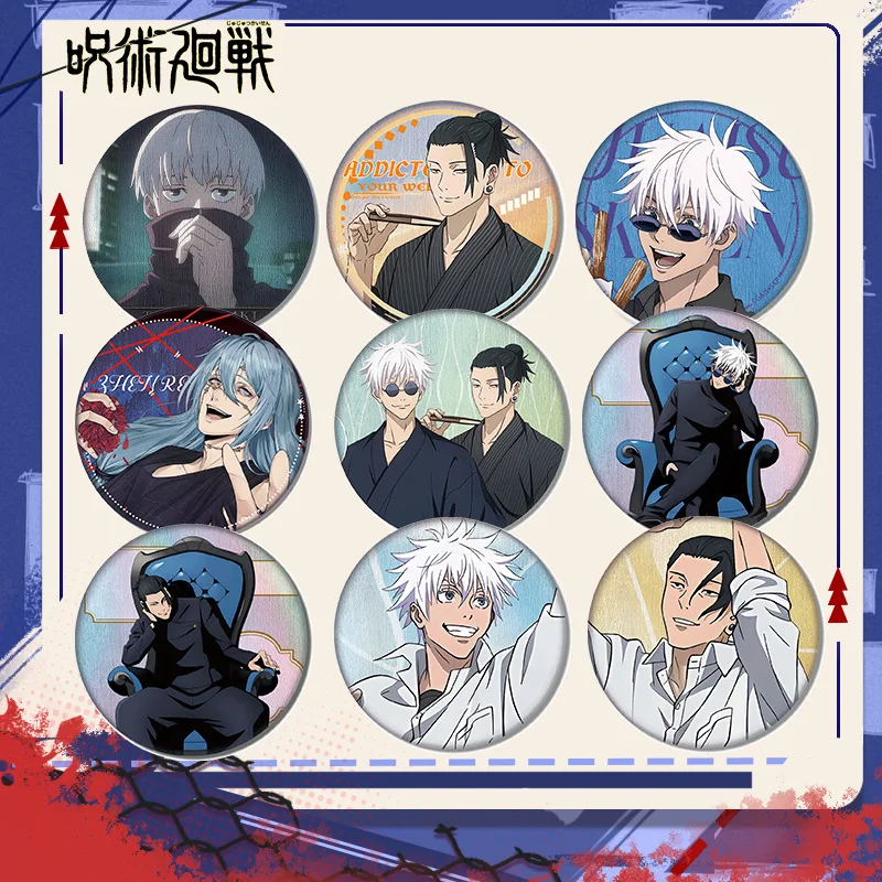 

Jujutsu Kaisen Pet двойная вспышка значок 86-100 75 мм 58 мм булавка жесть все персонажи оптовая продажа аниме коллекционные товары подарок