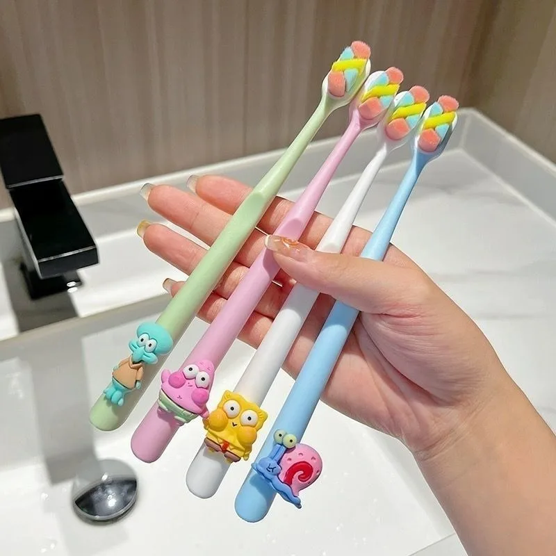 

High End Soft Bristle SpongeBo Toothbrush for Adults High Density Fine Filament Soft Bristles Family Pack for Men and Women New