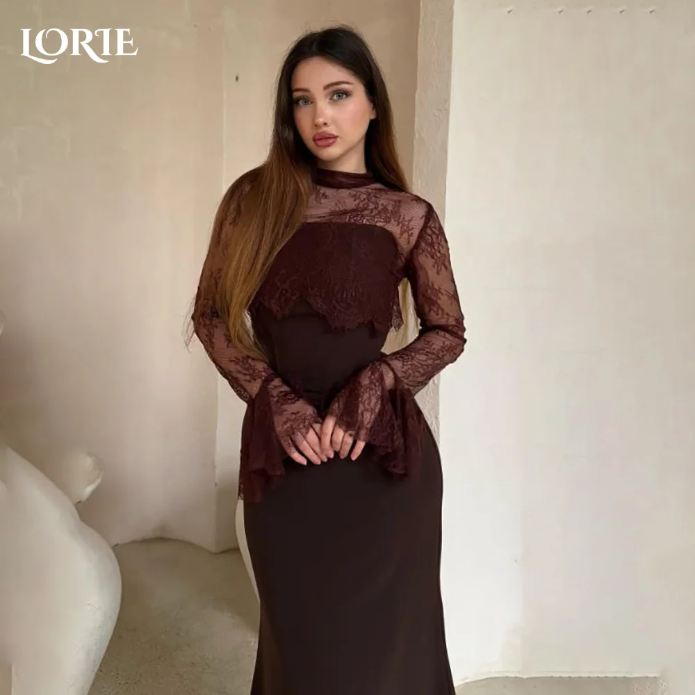 

LORIE Lace Strapless Memraid Evening Dress 3D Flowers Pleats A-Line Bobycon Saudi Party Prom Dresses 2025 Club Dress Customized