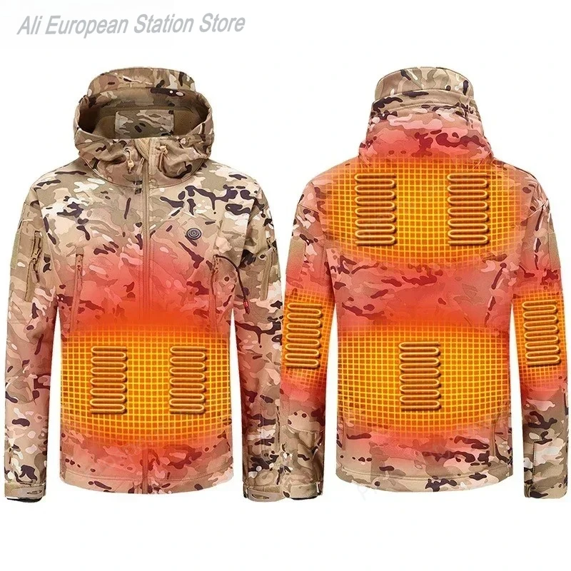 Veste chauffante électrique d'hiver pour hommes et femmes, vestes chauffantes intelligentes USB, combinaison de Ski à capuche, gilets de randonnée, vêtements thermiques