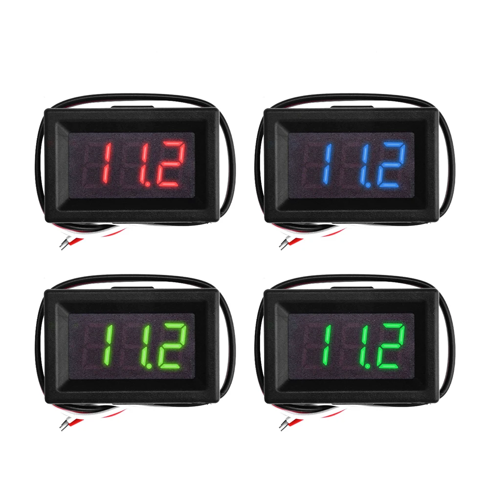 Mini misuratore di tensione del tubo con display a LED digitale da 0,36 pollici DC 3-30V per montaggio a pannello del motore dell\'auto Tester