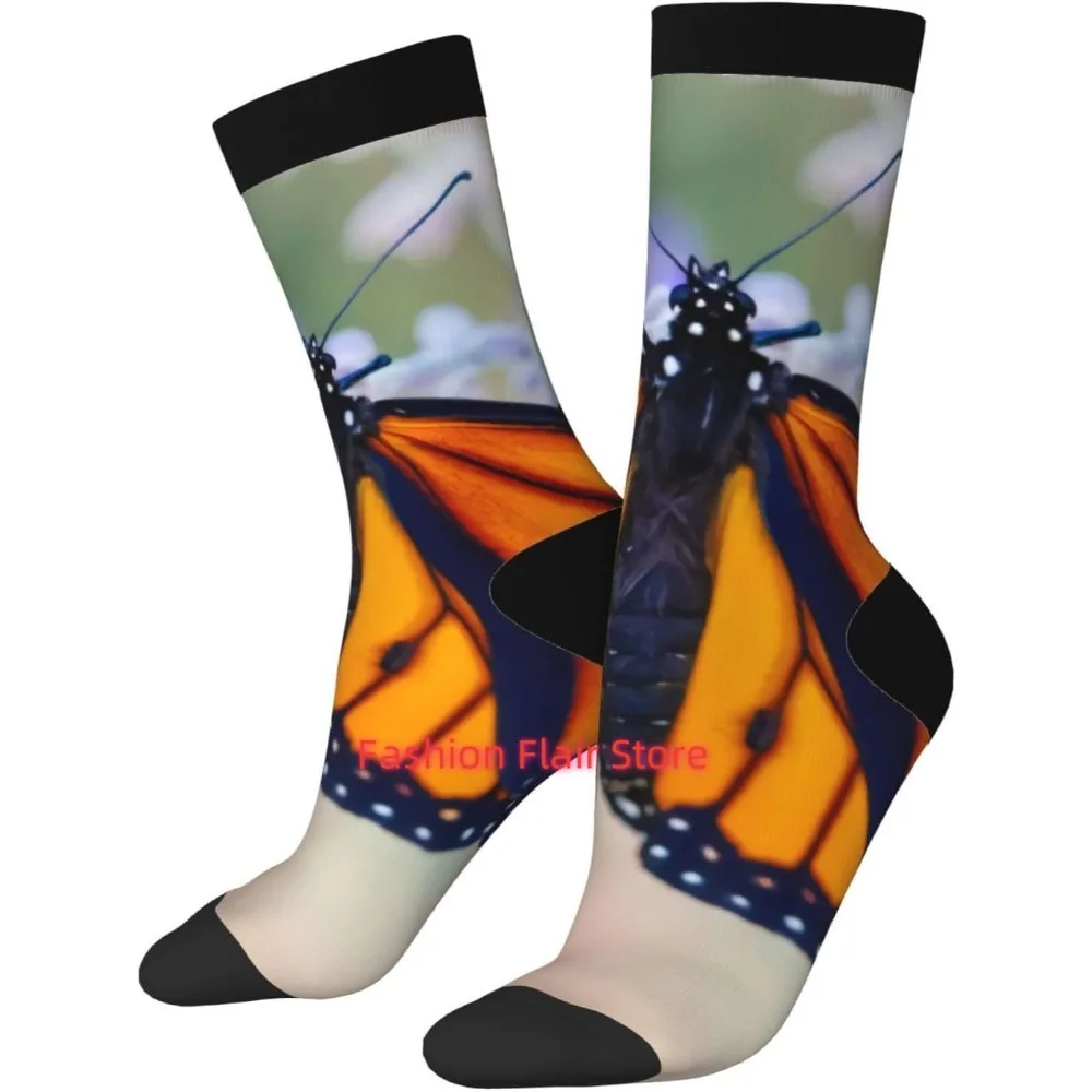 

Monarch Butterfly House Novelty Crew Socks Print Unisex Gifts Men Women