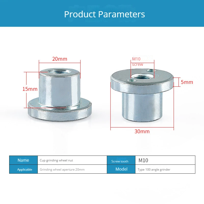 M10 Tooth Stone Grinding Wheel Nut Accessories 100-type Angle Grinder Cup-Shaped Grinding Wheel Nut Grinding and Polishing Tools