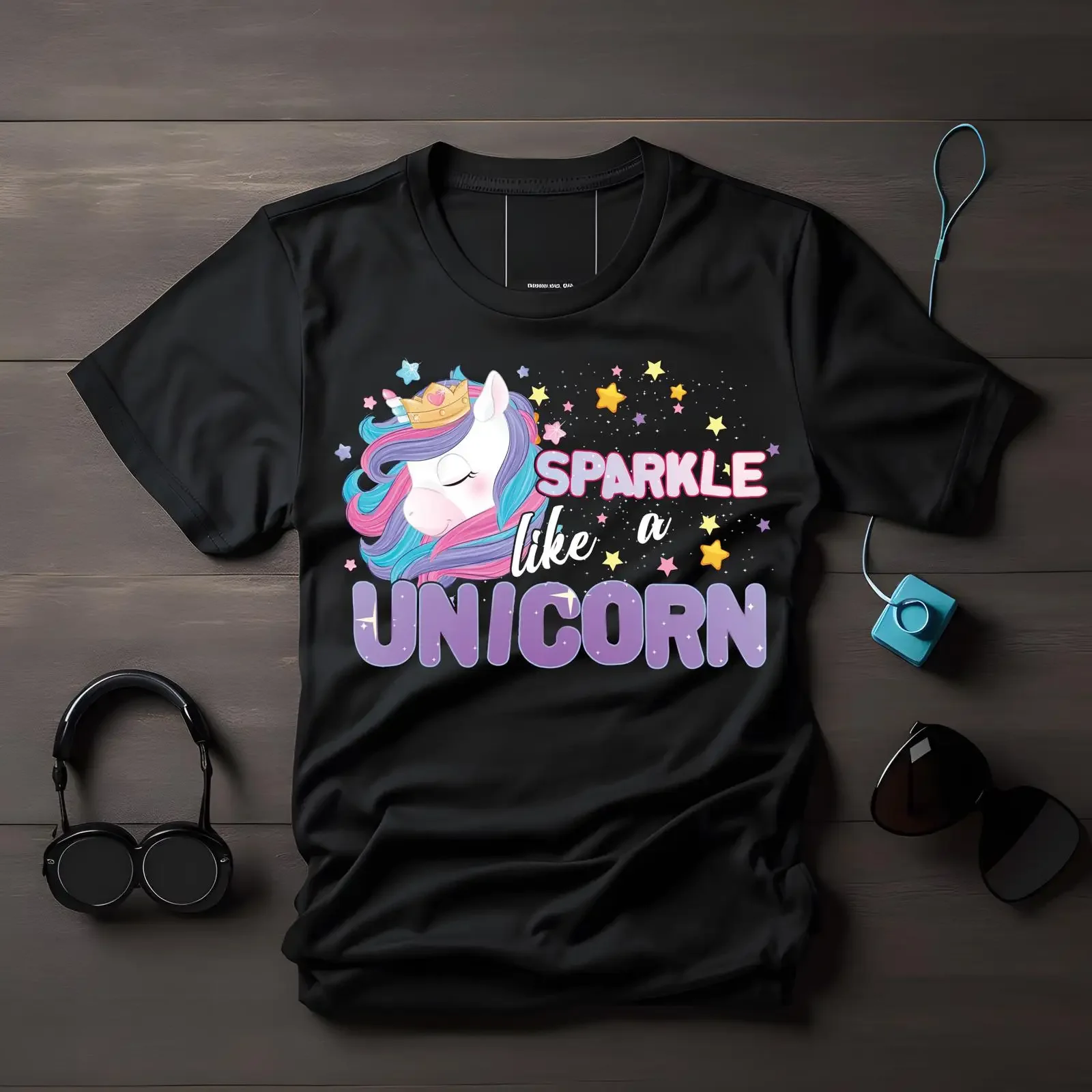 Sparkle Like A Unicorn Cute T Shirt Women Casual Fashion for Lovers Birthday Present S XXL vintage Washed fashion