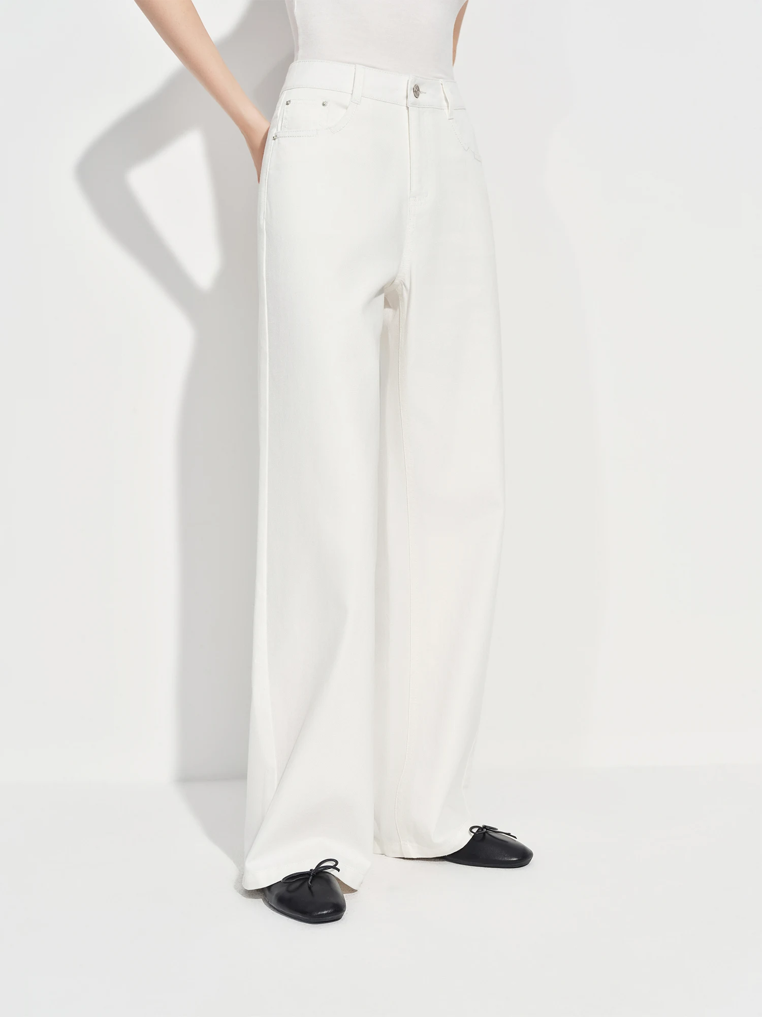 FSLE Commute Versatile Fashionable Slimming Straight Narrow Wide-Leg Jeans for Women Spring 2026 New Arrival High-waisted Pants