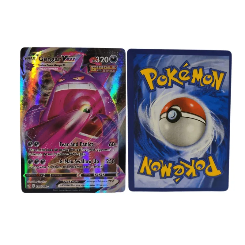 100pcs/set Pokemon PTCG English Version Flash Cards Pikachu Gengar Collection Cards Puzzle Entertainment Board Games