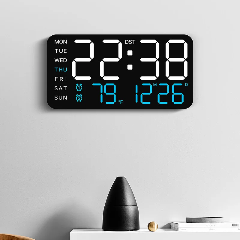 Frameless Electronic Clock with Multifunction Wall Desk Dual Use and Digital Display for Living Room