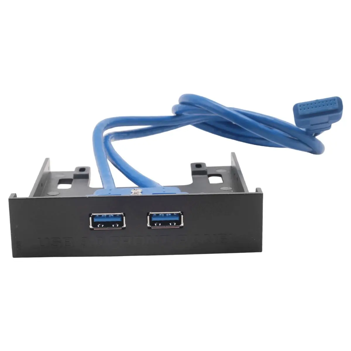 DTC9 2 Ports USB 3.0 Front Panel Floppy Disk Bay 20 Pin USB3.0 Hub Expansion Cable Adapter Plastic Bracket for PC Desktop