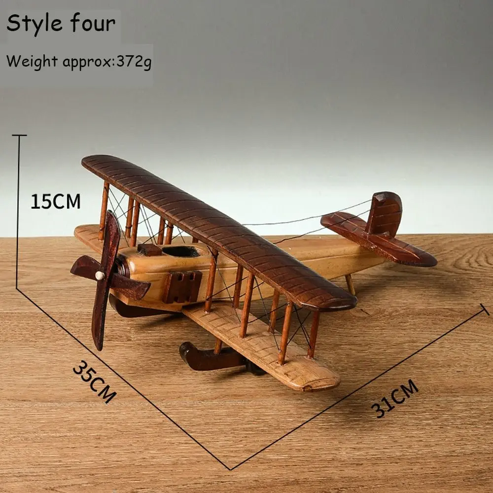 Solid Wood Grain Tabletop Decorative Ornaments Airplane Model Home Ornament Wooden Crafts Vintage Wooden Airplane