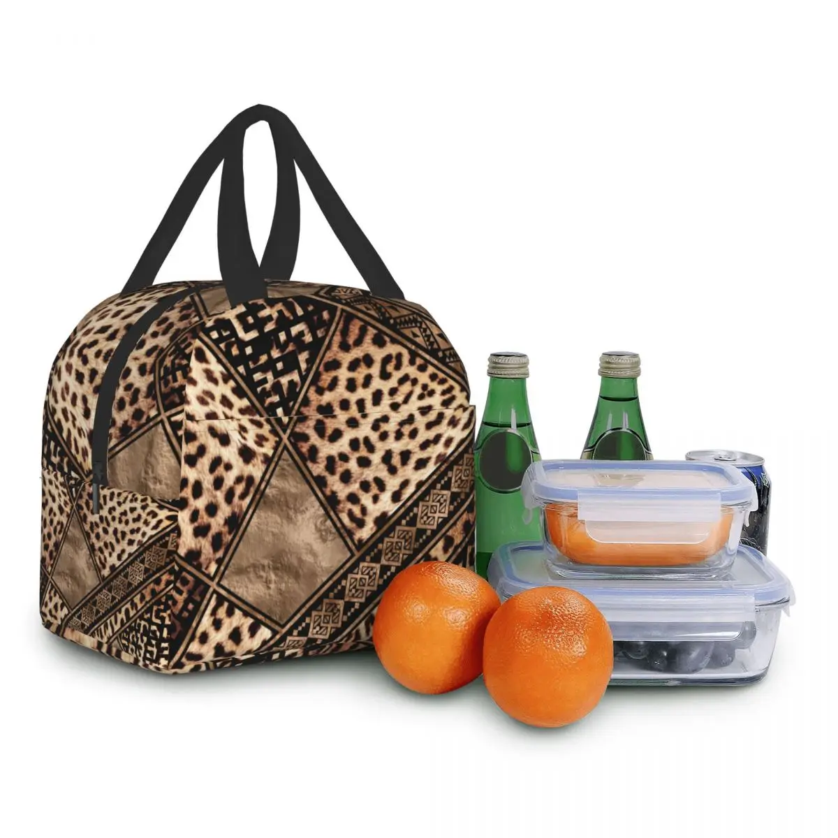 Ethnic Animal Ornaments Leopard Print Lunch Bags Women Thermal Cooler Insulated Lunch Boxes for Kids School Picnic Storage Bag