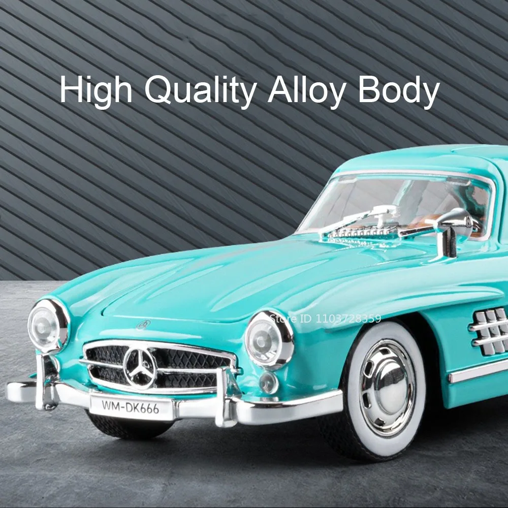 1:22 300SL Vintage voiture Miniature jouet modèles alliage moulé sous pression I8 supercars son lumière portes ouvert tirer arrière Collection garçons cadeaux