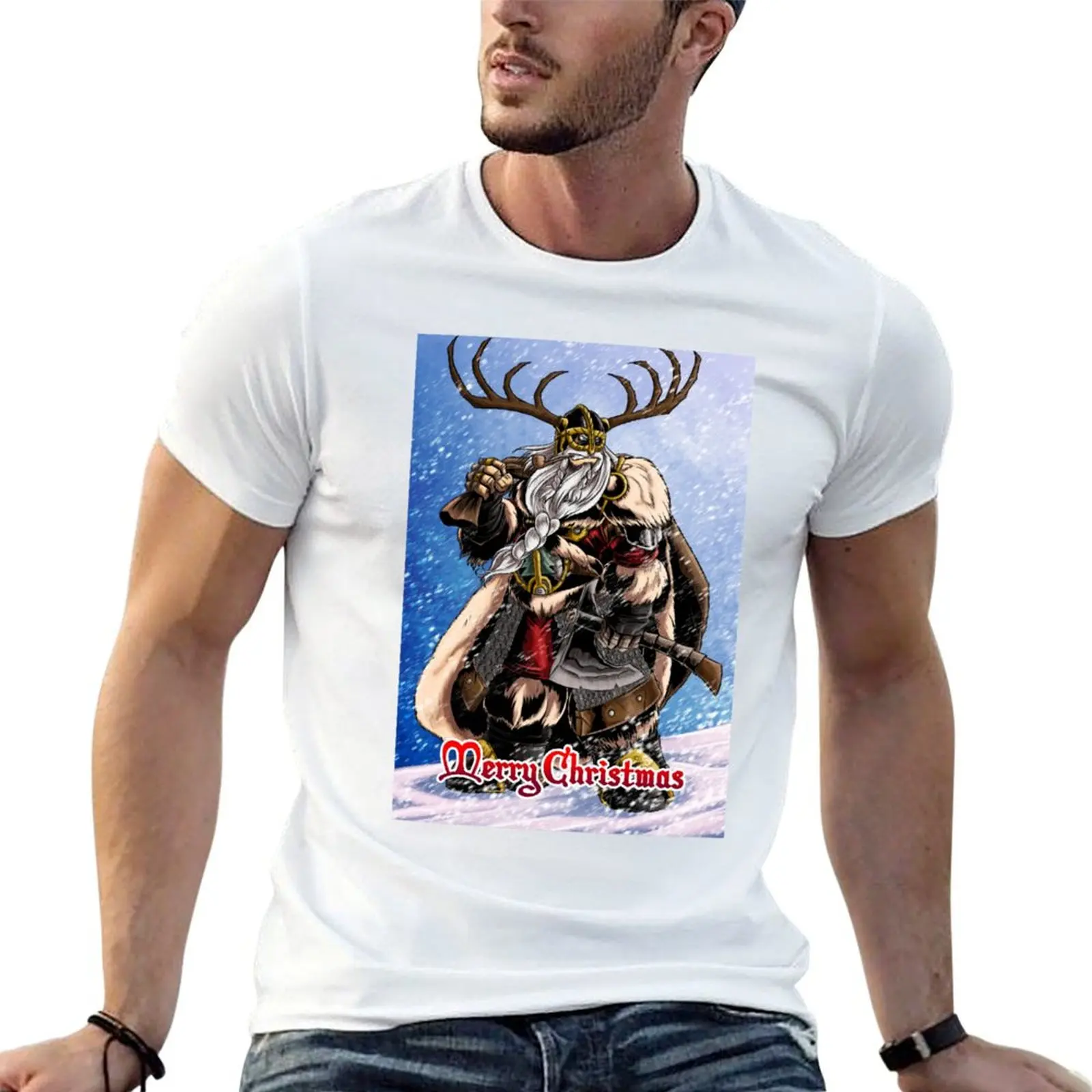 Viking Santa T-Shirt cotton t shirt pack man t shirt heavy cotton t shirts for man slim fit T-shirt