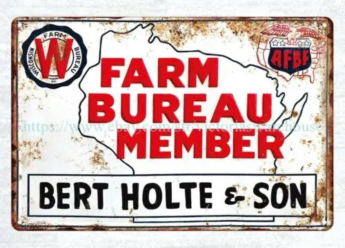 cafe  pub wall art bedroom Wisconsin Farm Bureau Member metal tin sign