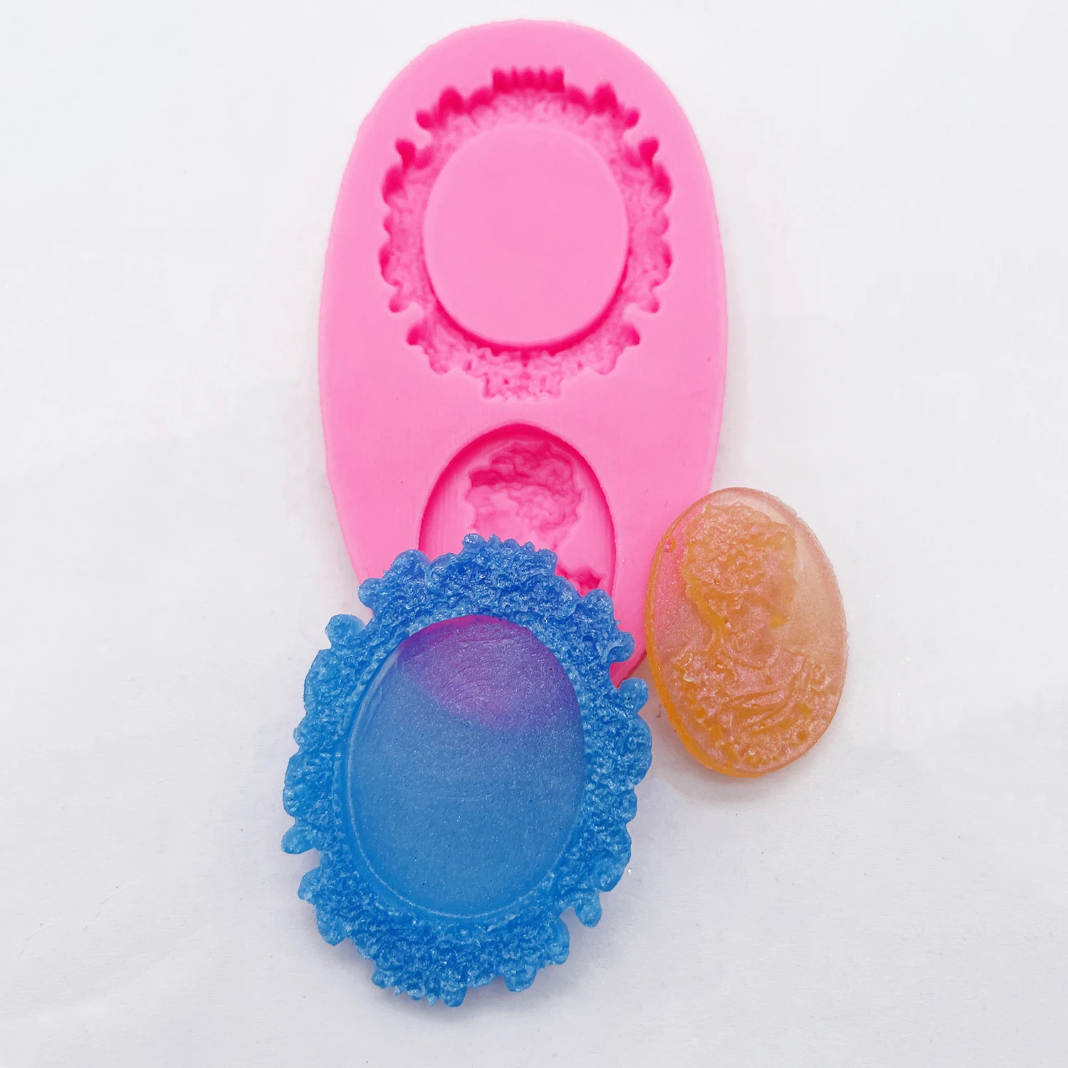 Food Grade Oval Frame Silicone Mold for Sugar Craft Chocolate Cupcake Baking Gummy Cake Decorating Tool