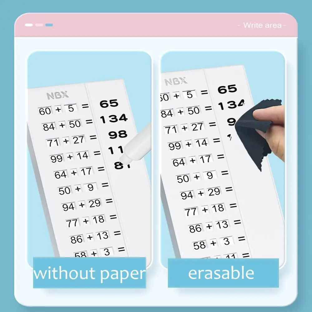 Erasable Math Practice Roller, multiplicação Divisão, reutilizáveis Math Scroll, durável, subtração, aritmética