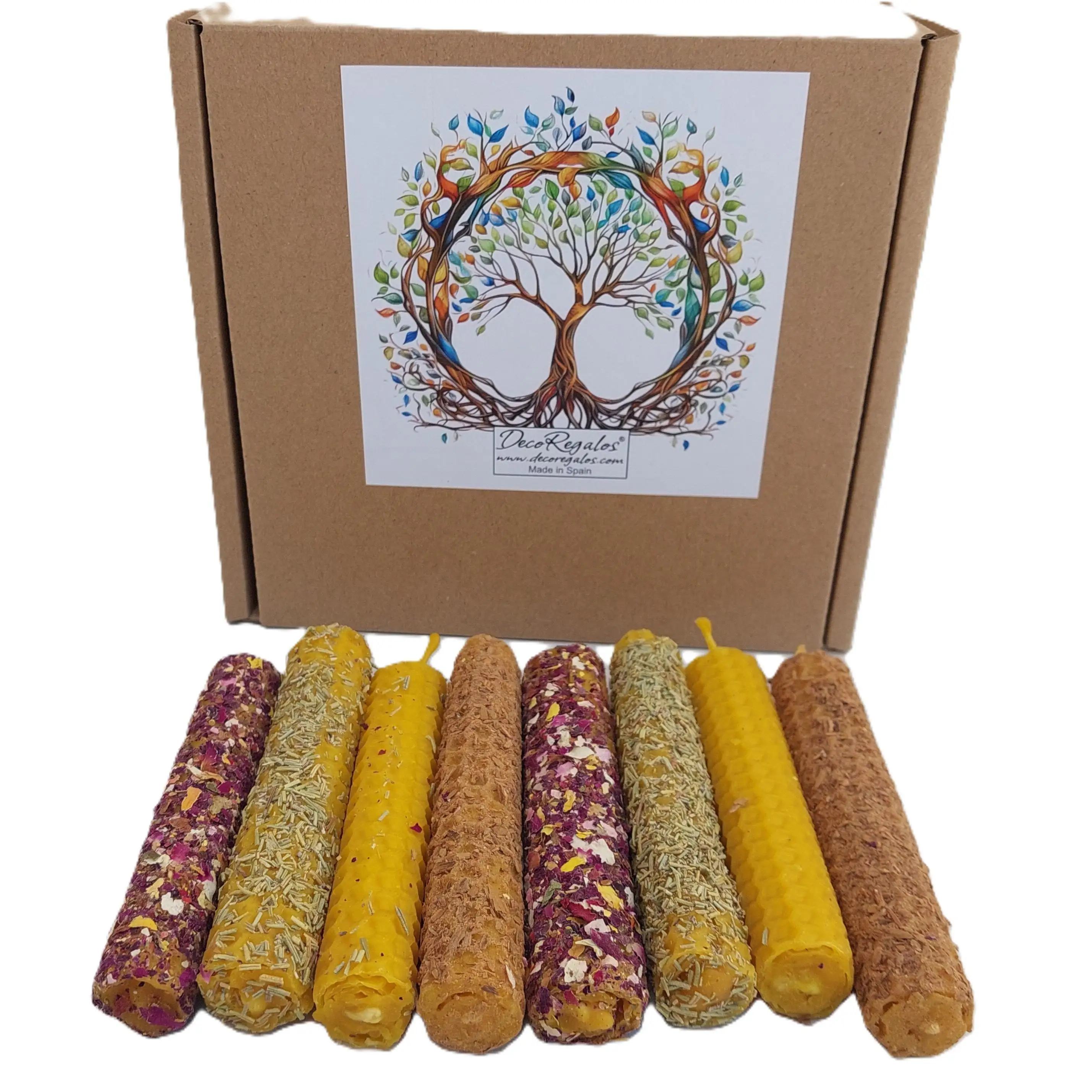 Velas de Cera de Abeja 100% Natural con Aromas Relajantes de Romero, Rosa, Canela y Clavo - Hechas a Mano por YA-DECOREGALOS para Purificación y Bienestar