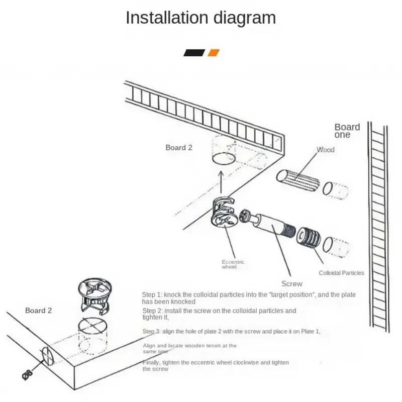 100pcs Furniture Three-In-One Connector, Alloy Wheel, Hardware Accessories, Screws, Fasteners, Drawer Fixing Clips。