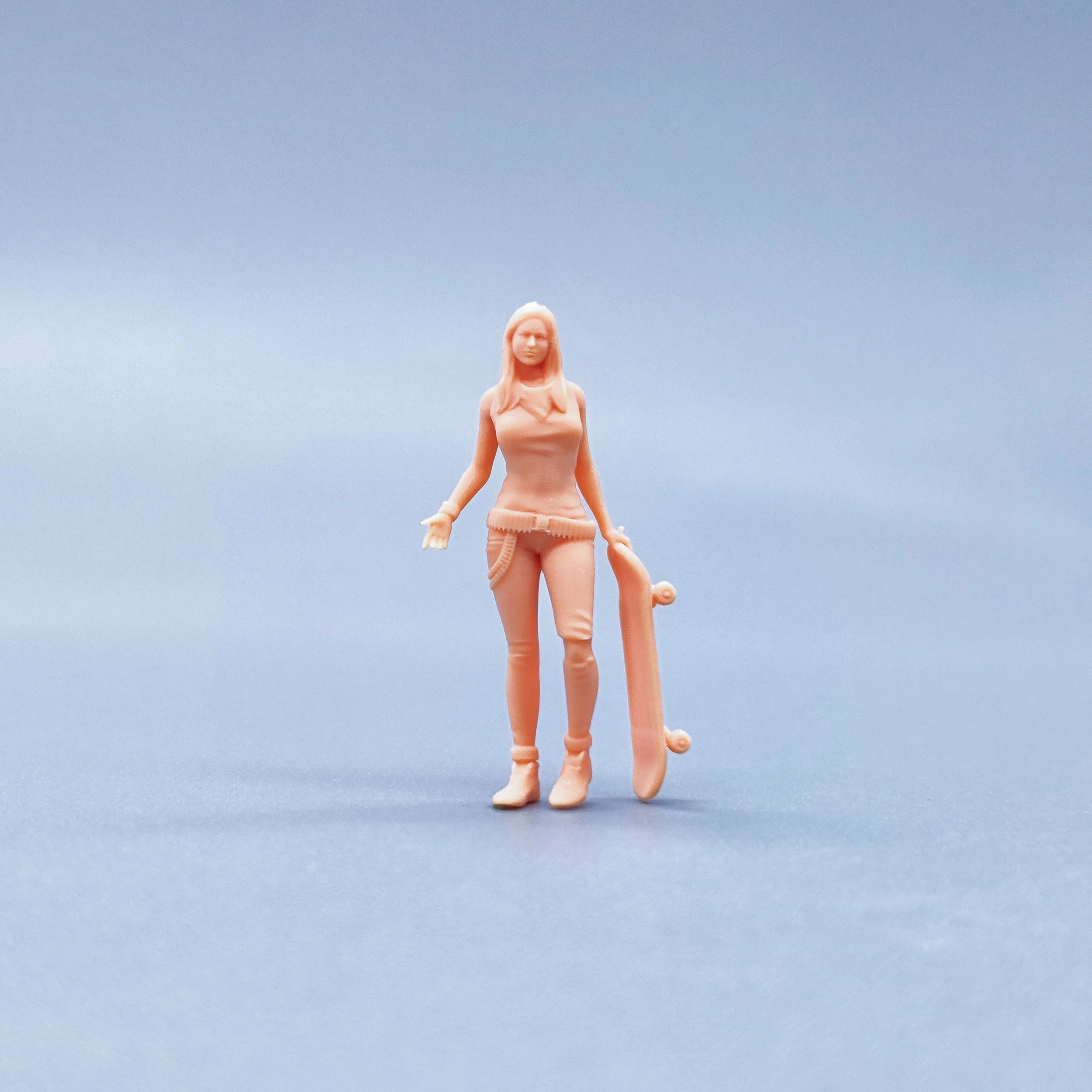 1/64 1/43 Figuren Maßstab Modell Harz Skateboard Mädchen Kette Ungefärbte Miniaturen Diorama Handbemalt W232