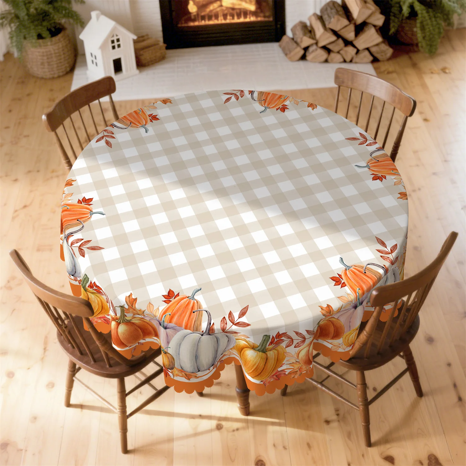 Pumpkin leaf autumn tablecloth, suitable for rectangular and round tables, for Thanksgiving decoration