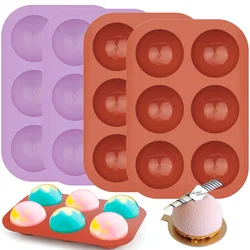 6 Cavities Semicircle Silicone Molds Semi Sphere Round Dome Mold,Teacake Baking Pan for Cake Decoration, Chocolate Ice Cube Tray