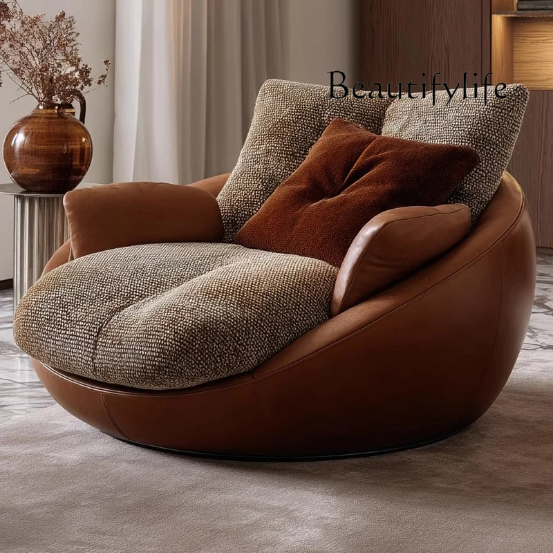 

Italian light luxury fabric leisure chair modern simple recliner balcony home lazy living room sofa chair