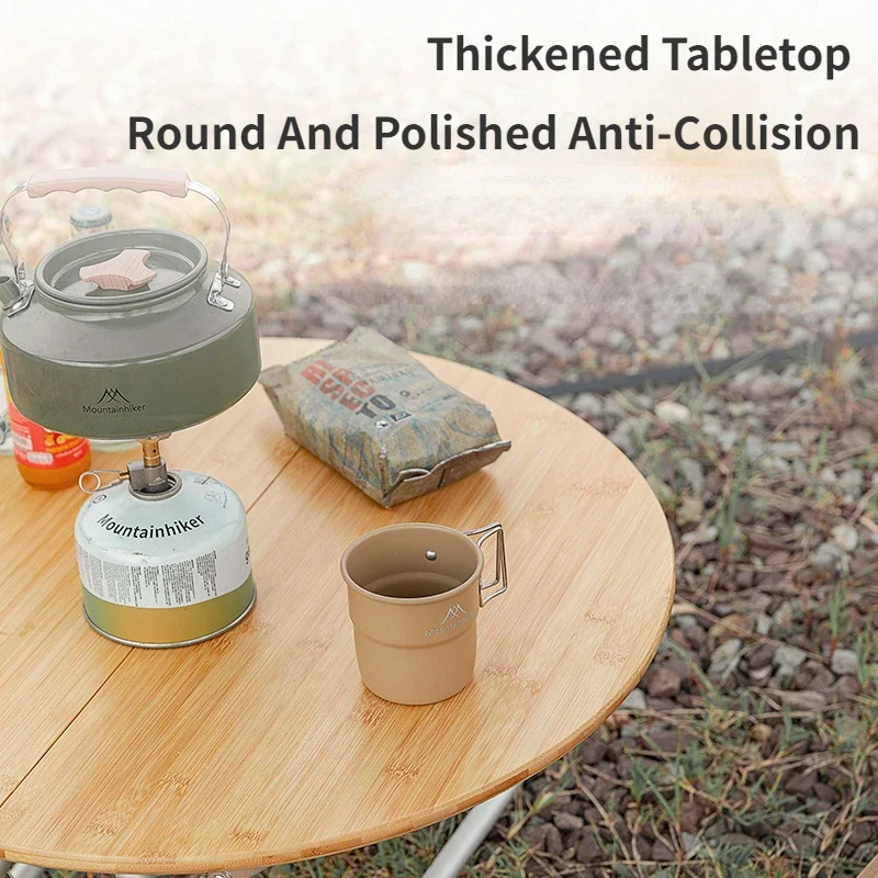 Mountainhiker Bamboo Round Table Outdoor Garden Portable Fast Storage Folding Desk Family Dining Picnic BBQ Table Furniture image 3