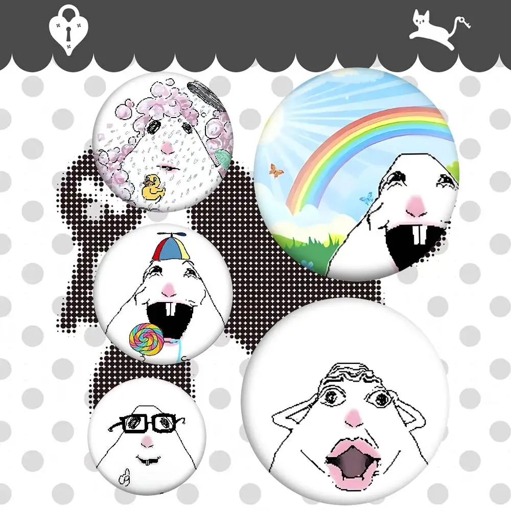 1pc Creative Funny Hamster Meme Cartoon Style Badge Brooches On Backpack Decoration Round Enamel Pins For Accessorys