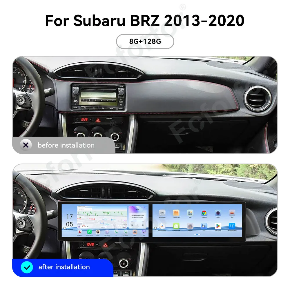 Car GPS Navigation Android 13 CarPlay For Subaru BRZ 2013-2020 Qualcomm Dual 12.3 Inch Screen Radio Audio Stereo Head Unit