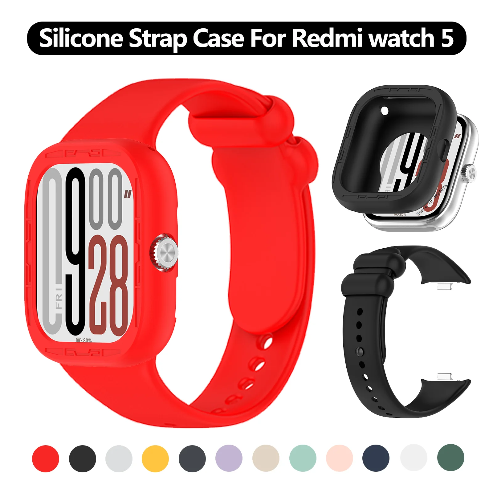 Bracelet en silicone pour Xiaomi Redmi Watch 5, bracelet de montre intelligent, bracelet de montre, coque en silicone, accessoires de bande