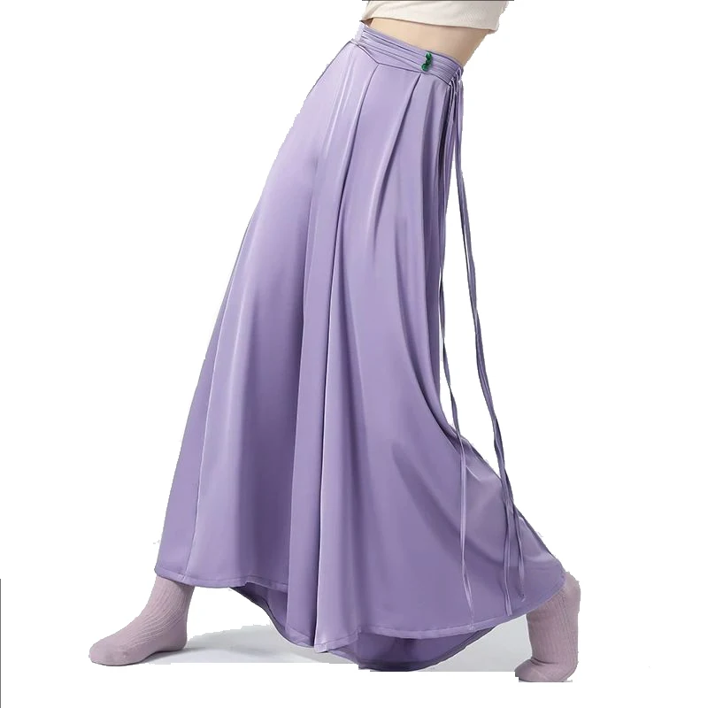 女性モダンダンスパンツストレートレッグコルセットウエストワイドレッグパンツ中国の民族古典舞踊ステージパフォーマンス流れるようなズボン