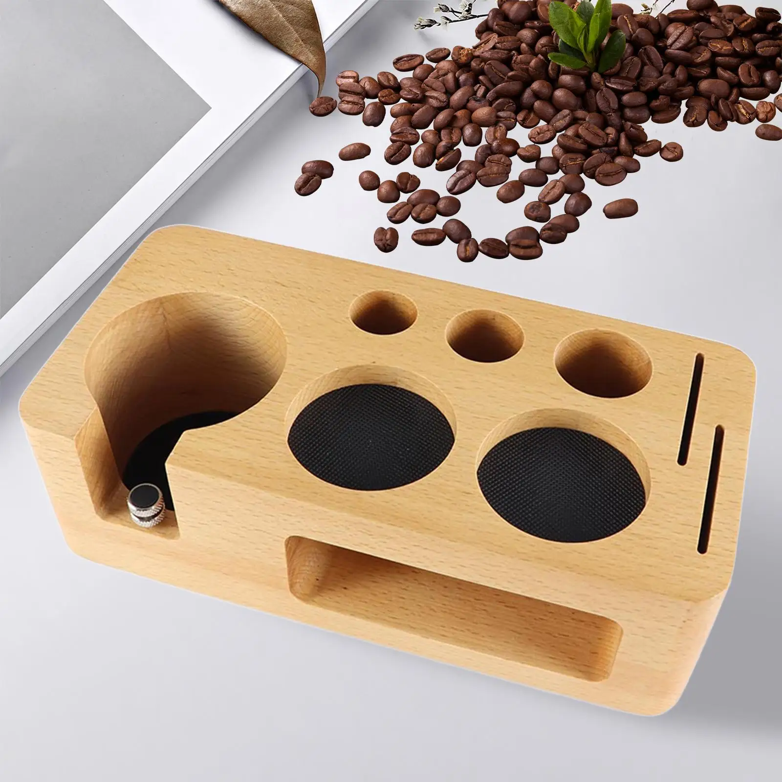 

Wood Coffee Tamper Station Wooden Coffee Tamper Base 58 mm Manual Espresso