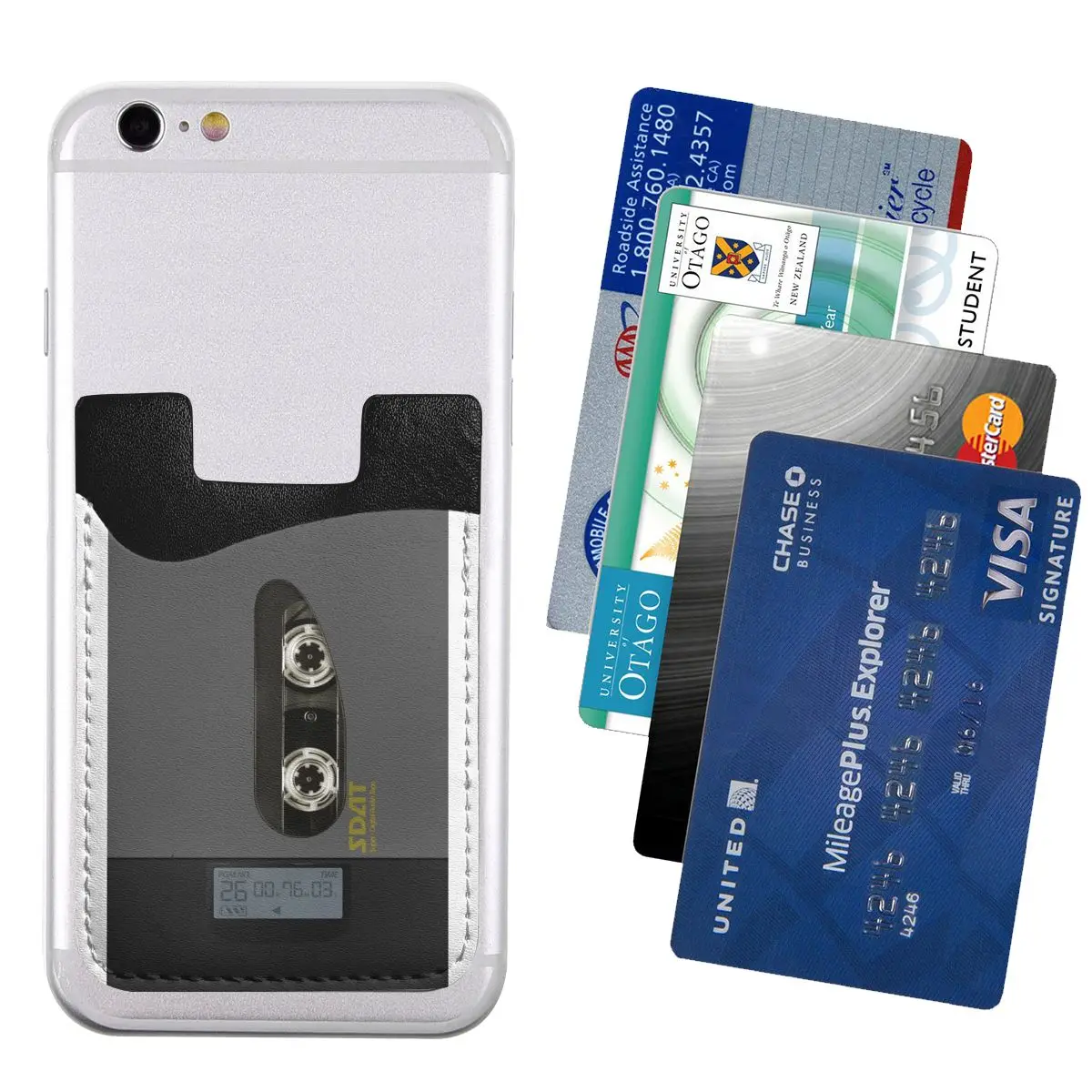 ShSilk i's SDAT First, Galaxy Ver. Porte-cartes de téléphone en cuir mince, étui de blocage RFID, plusieurs emplacements pour cartes, poche à billets