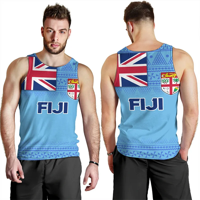 Summer Harajuku 3D Flying Fijians Printing Tank Top Fiji Emblem Fijian Pride Graphic Gym Tank Top Men Cool Streetwear Clothing