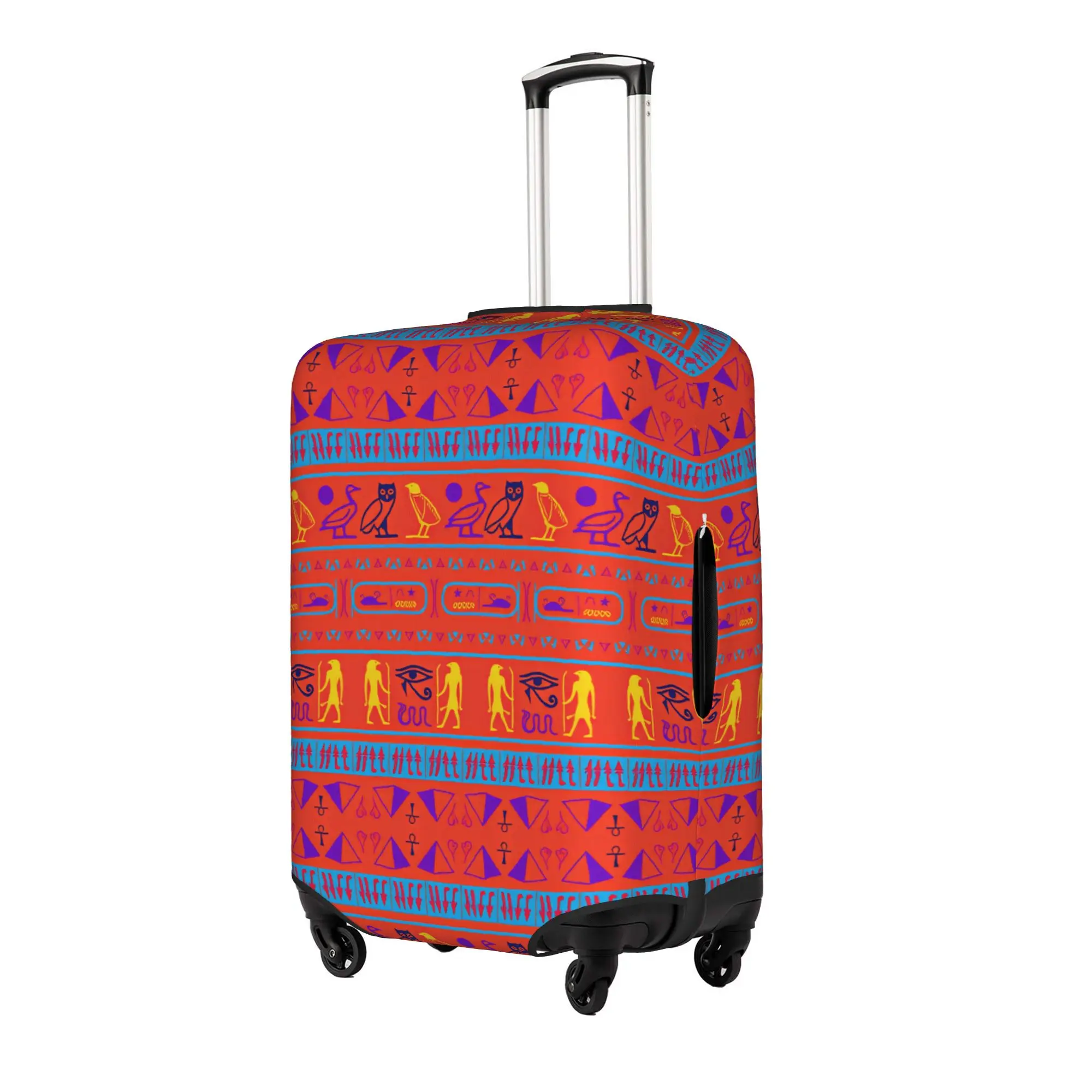 Ankh Egyptian Pyramids Suitcase Cover Elastic Hieroglyphs Eye of Horus Travel Luggage Covers for 18-32 inch