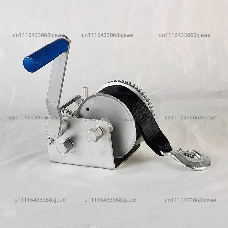 Yacht Trailer Two-speed Hand Crank Winch 900KG 2.6 Tons Webbing Winch Sturdy Trailer Accessory for Marine Boat
