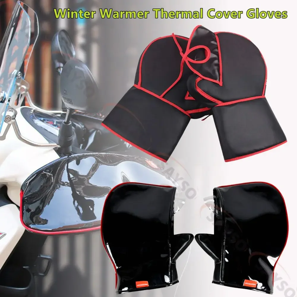 1Pair Cycling Motorcycle Winter Warmer Thermal Cover Gloves Scooter Thick Warm Handlebar Muff Grip Handle Bar Muff Rainproof