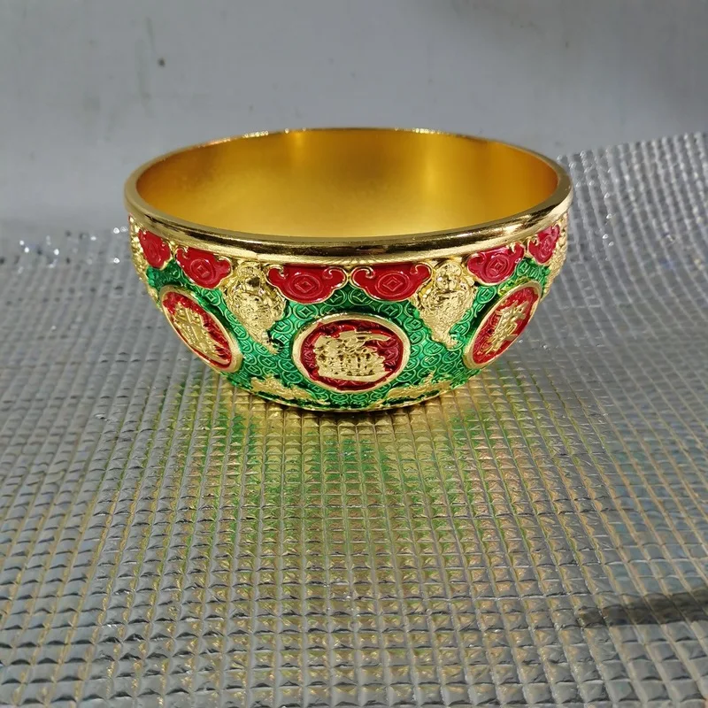 Gilded cloisonné enamel bowl ornament Fine Workmanship Condition as shown in the picture  Crafts