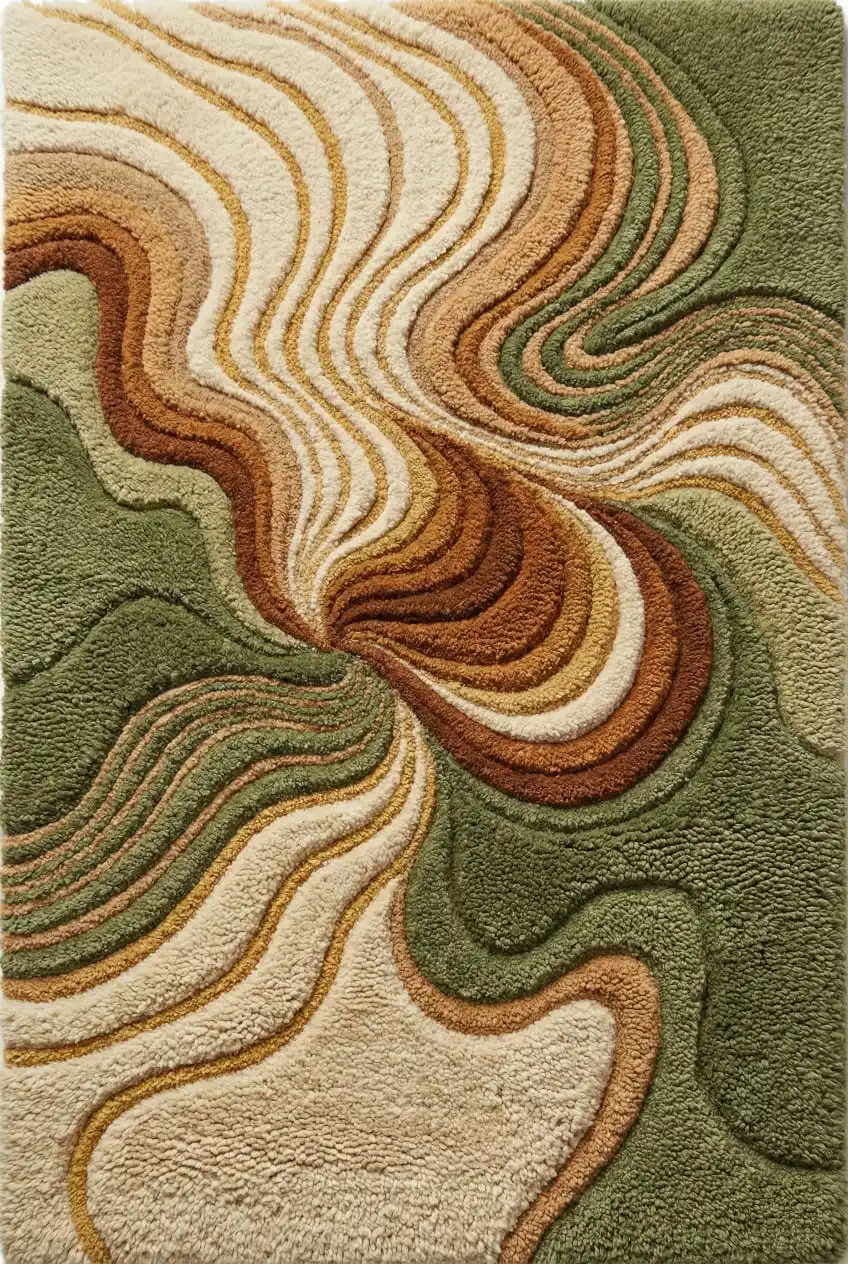 Handmade 100% Fine Wool Tufted Carpet Rugs Floral Loop Cut Carpets for Living/Kids Room Modern Style Machine Made-for Hall Rugs