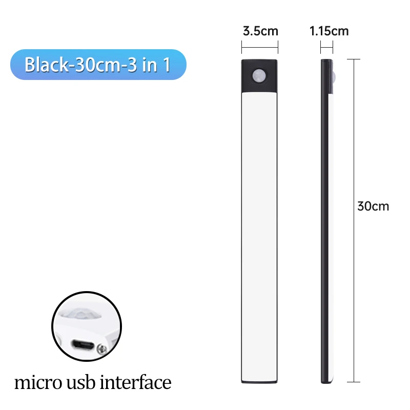 Kast Licht USB Oplaadbare Bewegingssensor Led Drie Kleuren In Een Lamp Voor Keuken Garderobe Binnenverlichting 10/20/30/40/50cm