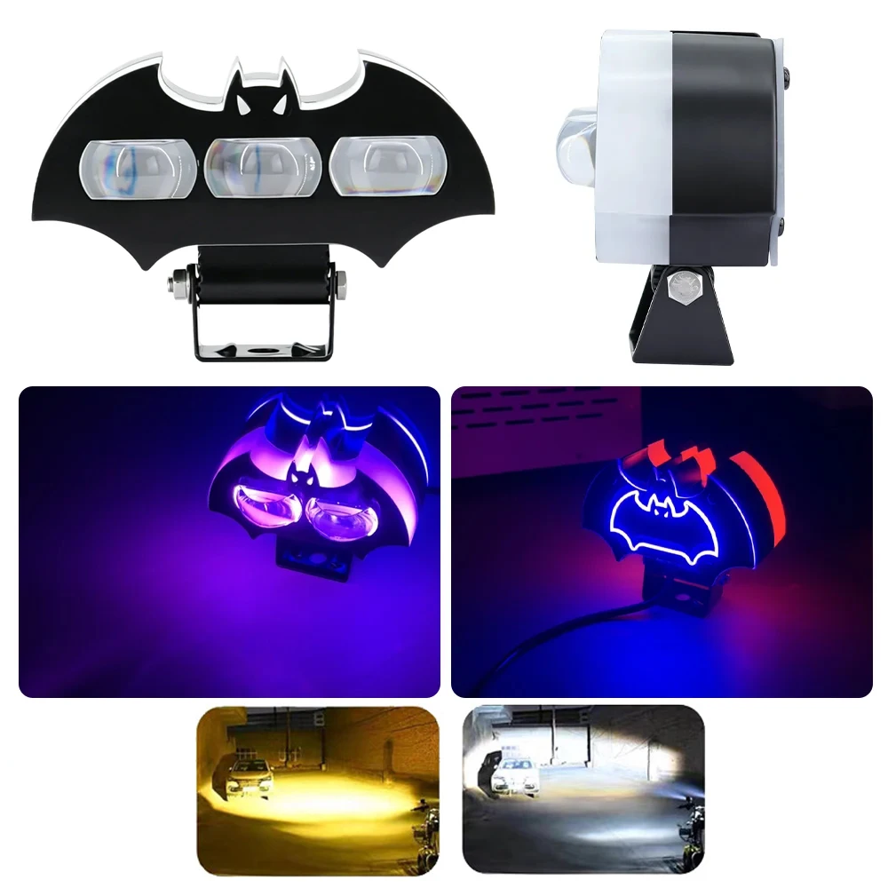 LED Spotlight Grid Lights Three Eyed Bat Motorcycle Fog Light 400W Waterproof Yellow White Work Lights For Car ATV UTV Offroad