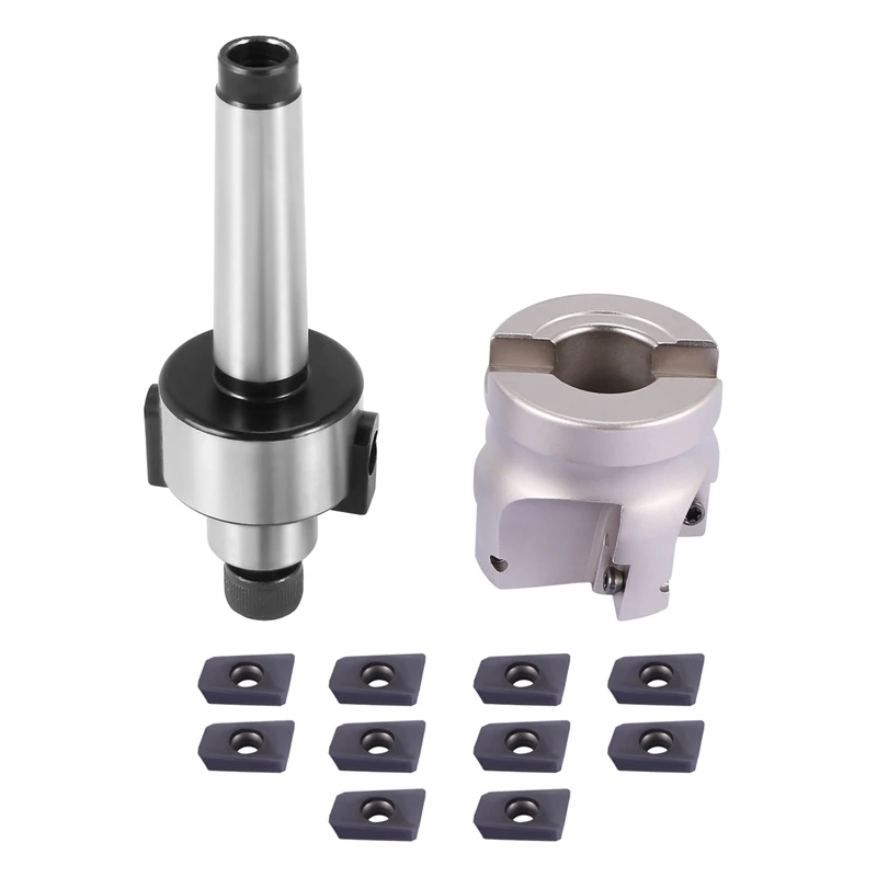 MT2 M10&50mm Face End Mill Cutter+10 pcs APMT1604 Carbide Insert Wrench CNC-A14I