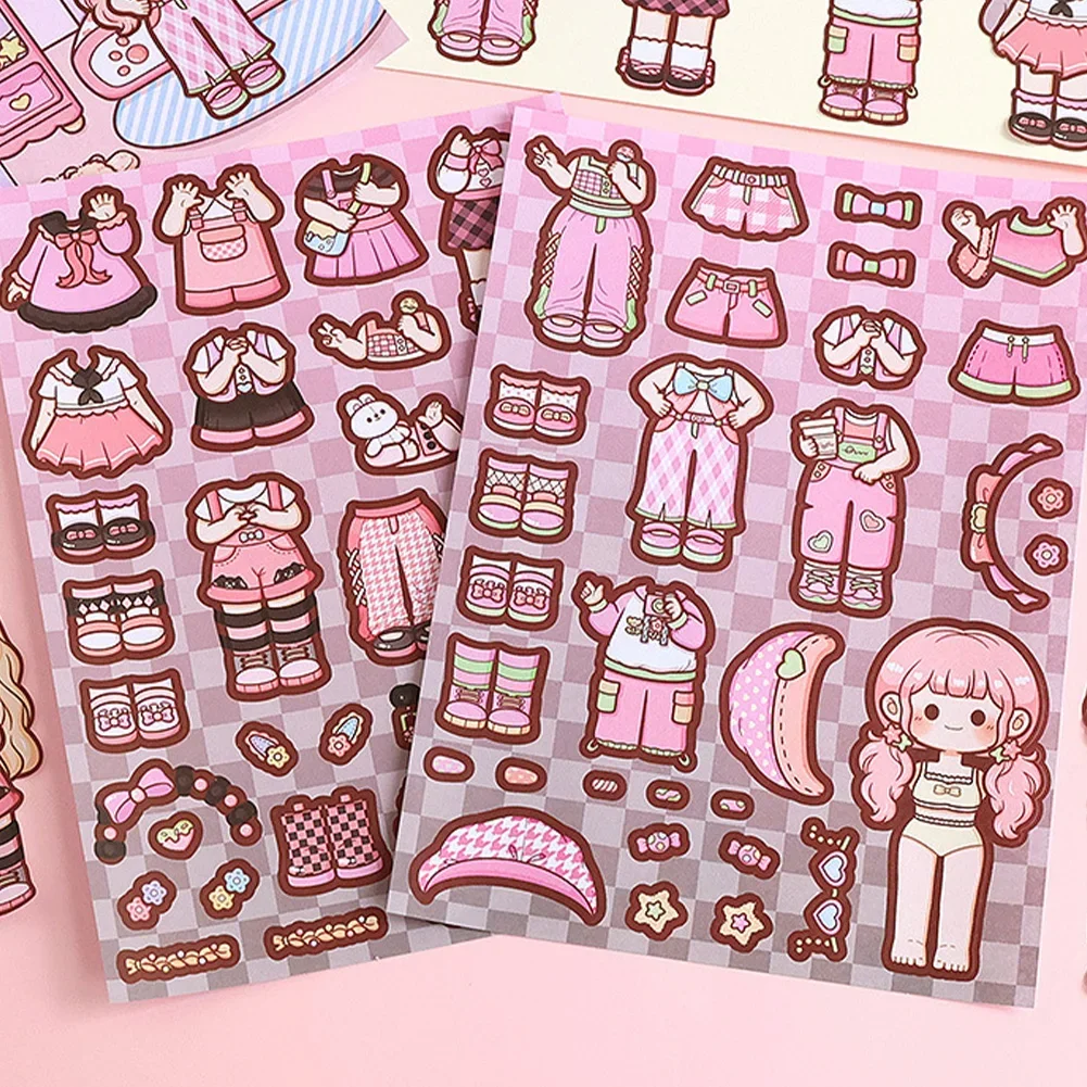 Dress Up Girls Stickers DIY Cartoon Princess Change Clothes Kawaii Toys Children Birthday Party Decor Gifts Stationery Sticker