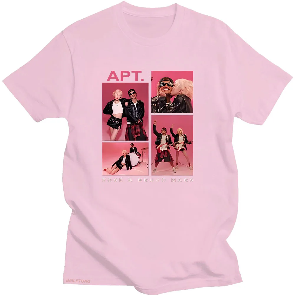 APT ROSÉ و برونو المريخ تي شيرت للجنسين زوجين Harajuku الجمالية تي شيرت قصير الأكمام الجولة الرقبة التي شيرت Camisetas فاسق الملابس