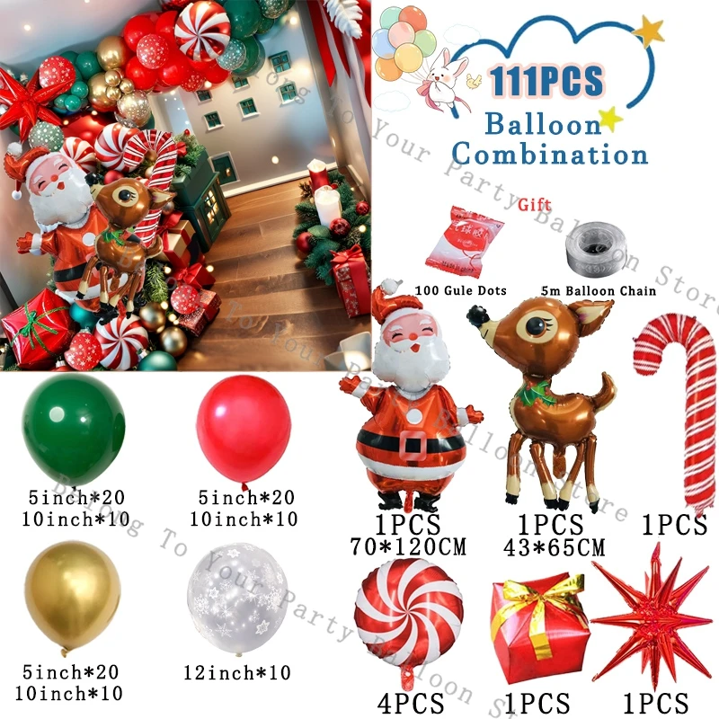 Christmas Balloons Garland Arch Kit Red Gift Box Candy Balloons Santa Elk Foil Balloon New Year Christmas Party Decoration 2025