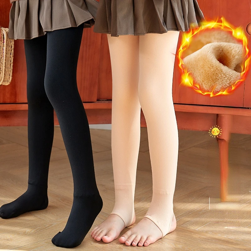 Kids Leggings Autumn Winter Fleece Thick Warm Tights for Girls Dance Casual All-match School Teen Children Pantyhose 13 14 Years