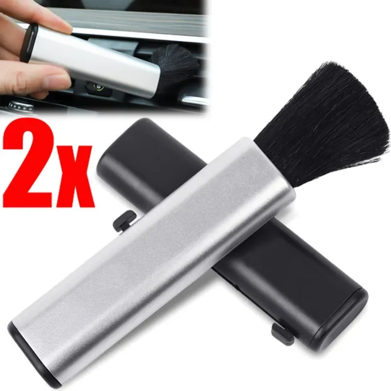 

2-1pcs Car Detail Cleaning Brushes for Interior Dashboard Air Conditioner PC Keyboard Clean Soft Wool Retractable Brush Tools