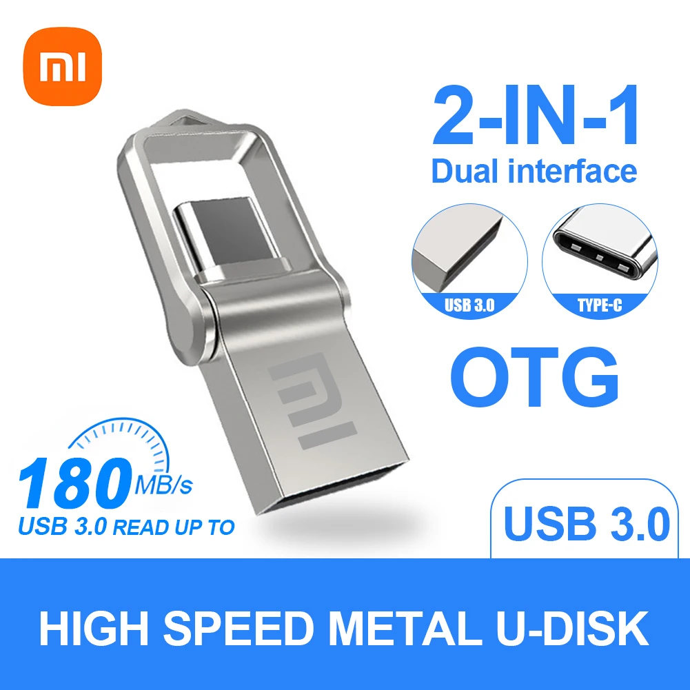 Xiaomi 2TB USB Flash Drive High Speed USB Transfer Type-c 2-In-1 Metal Flash OTG Pendrive Waterproof Pen Drive For Computer