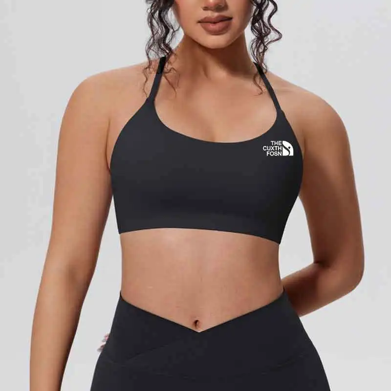 Impacts Strappy Bra Gym Top Women High Support Thin Strap Halter Sports Seamless Bra Scrunch Push-up Workout Yoga Tanks