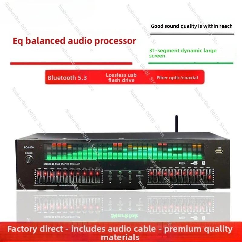 Professional Bluetooth 5.4 EQ Equalizer Preamp, Optical Coaxial Digital Audio Decoder HiFi Audiophile Tone Preamplifier
